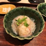 御料理 無窮 - 白子の天ぷらと里芋のたいたもの？カニの餡かけ