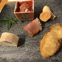 板前心 菊うら - 八寸　スモークカキフライ他