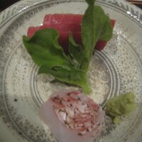 御料理 無窮 - 向付（大間産背トロ、大分産鯛）