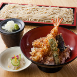 Shrimp Ten-don (tempura rice bowl) and soba set