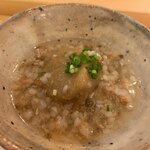 割烹 一楓 - 海老芋？　蕎麦の実と海老の餡かけ 蕎麦の実が香ばしく食感がいい。とろみもいい具合。