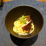 ル クーリュズ - 手打ちパスタ、魚出汁のスープ、知多平松さんの原木椎茸