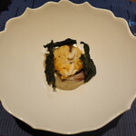ル クーリュズ - 白子のフラン、菊芋のソース、黒キャベツ、とれびす(紫レタス)