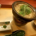 つかさ鮓 - 鴨の小鍋。柚子胡椒を添えて。