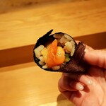 天ぷら たけうち - 赤貝と胡瓜海苔巻