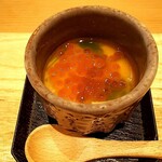 天ぷら たけうち - 茶碗蒸しいくらの醤油漬け
