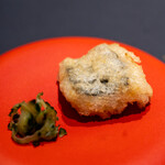 プレゼンテ スギ - 2019.12 夏の定番1（鱧スープでGVして味を濃くした鱧をフリットに、自家菜園ゴーヤの塩揉みをブラストチラーしてからマリネ）