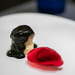 プレゼンテ スギ - 2019.12 フォアグラと栗（佐倉の栗とフォアグラにエスプレッソとブラックココアのソースでティラミス仕立てに、ビーツのピクルス）