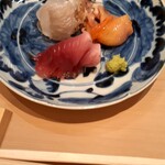 鮨 今井 - お造り(マグロ、赤貝、ヒラメ)
