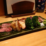 こころや - 冬野菜と牛肉のステーキ わさび醤油で