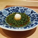 肉屋 田中 - ポン酢　　田村さんの44カ月神戸牛リブロース芯の日間賀島産河豚の白子しゃぶしゃぶ　