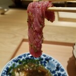 肉屋 田中 - 田村さんの44カ月神戸牛リブロース芯の日間賀島産河豚の白子しゃぶしゃぶ　