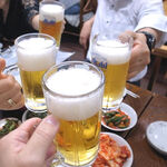 韓国家庭料理 漢陽 - 生ビール（５００円）