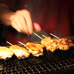 Assortment selection 5 types Yakitori (grilled chicken skewers)