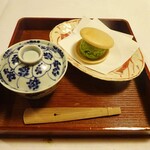 望洋樓 - 夕食：デザート（あずき寒天、抹茶アイスもなか）