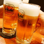 鉄板焼じゅうじゅう - 生ビールで乾杯！
