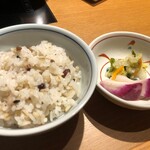 Kisoji - しゃぶしゃぶコースの五穀米と香の物