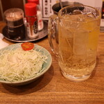 Kushiage Kano Ya - お通しとハイボール