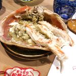 うを徳 - 蟹足を味噌に浸けて