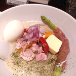 塩生姜らー麺専門店 MANNISH - 限定：引き算の味わいからのぉ～ 冷たいタカソワーズ☆温かいのもあった！