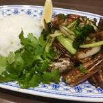 タイジンジャー - ガーリック炒め　鶏肉から海老に変更プラス100円