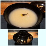 大どころ - 白菜とホタテのすり流し、鰆の骨の出汁で・・ホタテの旨みが濃厚で、美味しい。