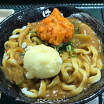 Hanamaru Udon - 2019年12月。カレーうどん＋からあげ＋玉子天トッピング。