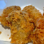 炭火焼肉くらた - 和牛かつ(３個)・カキフライ(２個)定食(\1,700)　和牛かつ