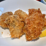 炭火焼肉くらた - 和牛かつ(３個)・カキフライ(２個)定食(\1,700)　和牛かつ・カキフライ