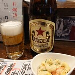 金魚屋 - ■瓶ビール(中) 550円(外税)■ ■本日のお通し(マカロニサラダカレー味)■