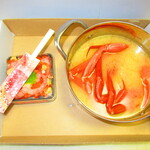 １日５０杯限定・海鮮バラチラシ　１０００円（税込）と１日５０杯限定・お鍋持参のテイクアウト蟹汁３人前で１０５０円（税込）【２０１９年１２月】