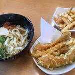 Sushiro - サイドメニューから、カボチャの天ぷら、ポテト。エビ天うどん。