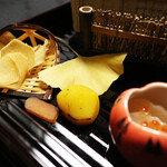 松阪亭 三澤 - くわい、からすみ、焼き栗、いくらと帆立