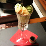 松阪亭 三澤 - 焙じ茶アイスとバニラアイス 黒糖珈琲ゼリー入り 鍵もち添え