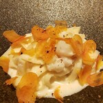 かわ村 - 自家製パスタ･トレネッテ 唐墨がけ
      甘鯛と筍とマスカルポーネチーズのソース