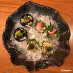 千陽 - 鮟鱇ﾎﾟﾝ酢和え､本鮪ｶﾏﾄﾛ､鯖焼霜造り