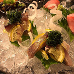 千陽 - 八戸前沖鯖の焼霜造り