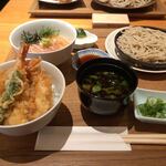 京ぜん - ざるそばとハーフ&ハーフミニ丼(鯛漬丼&天丼)のセット