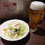 いきなりステーキ - 2019年12月　シーザーサラダ（スモール）+生ビール　230+500円+税