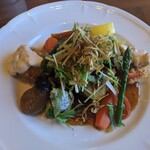 ミスターとフライパン - てりやきハンバーグとホタテフライ（1580円）