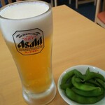 Gyouza Ichiba - 生ビール(中) 190円、お通し 200円