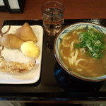 丸亀製麺 深江橋店 - カレーうどん並・たまご天・かしわ天・いなり二個