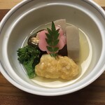 白金温泉郷 森の旅亭 びえい - *鱈場蟹黄金煮♬
      *時鮭の昆布巻♬
      *海老芋･梅麸･菜の花♬
      出汁餡にはトロミが…♡