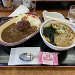 山田うどん - R1.12　カレーセット・歳末得々クーポンのハンバーグのせ