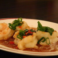 中国料理 彩龍 - 大海老の黒豆とガーリック二種蒸しアップ