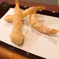 京都祇園 天ぷら八坂圓堂 - 海老天　塩と抹茶塩と天汁それぞれで