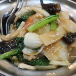 Kenkou Chuuka Seiren - 五目あんかけ焼きそば "Fried Noodle with pork, squid vegetable and oyster sauce" 野菜、肉、海鮮とバランスよく摂れる人気メニュー。 ※メニュー表記のまま