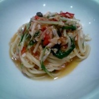 リストランテ カノフィーロ - たらば蟹と水菜、フレッシュトマトのソース　スパゲティーニ