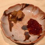 鮨 はしもと - 2019.12.  鮟肝＆筋子の味噌漬け