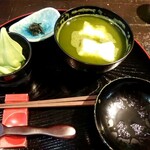 深緑茶房 - お茶ぜんざい　抹茶ソフト付